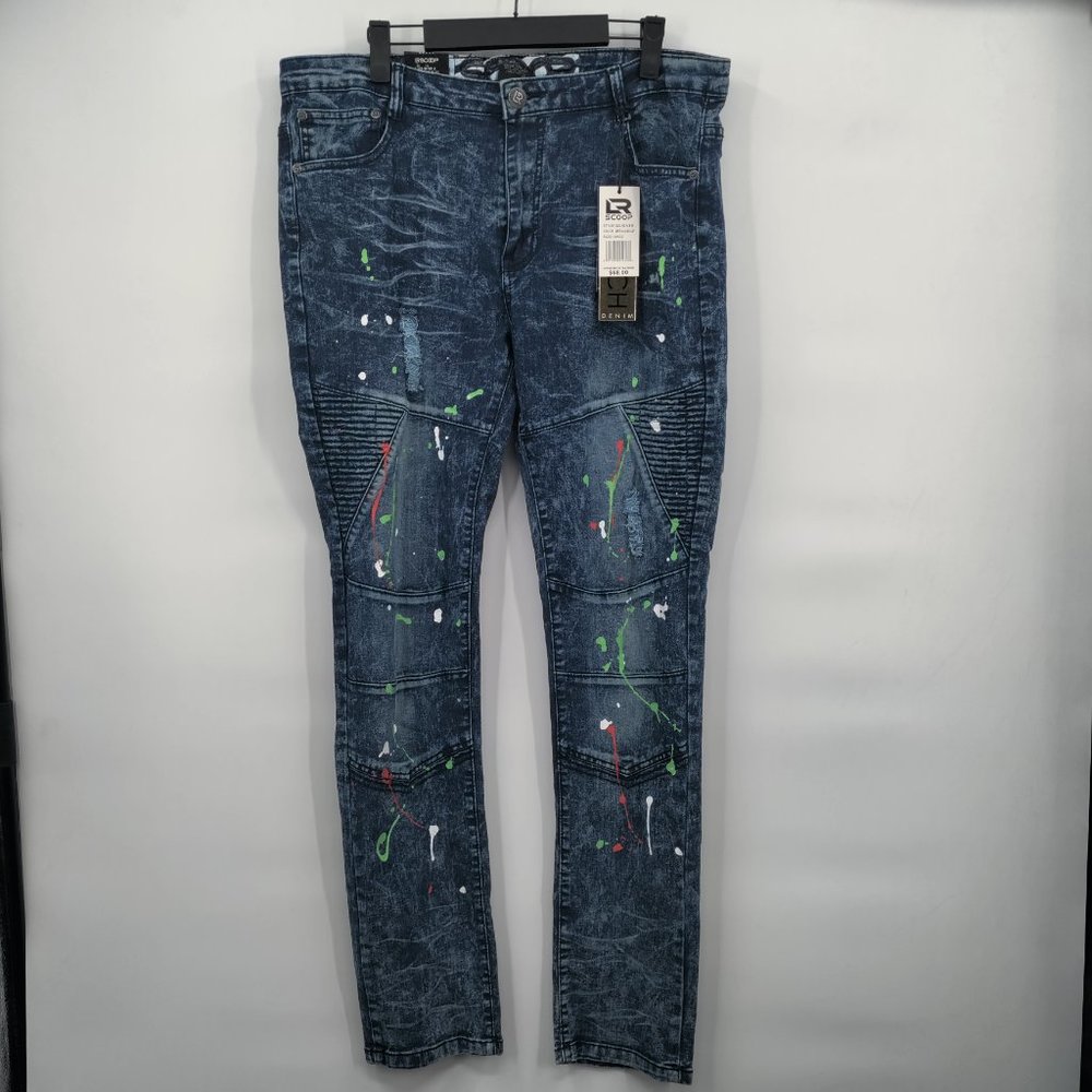 SCOOP Painted Men's Pants Blue Size 36x32